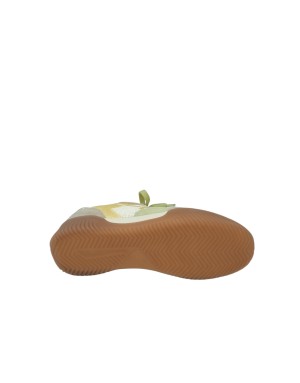 TAMARIS SNEAKER LACCI IN CAMOSIO E TESSUTO RETATO COLORE AVORIO-BIANCO-GIALLO, FONDO GOMMA 4CM