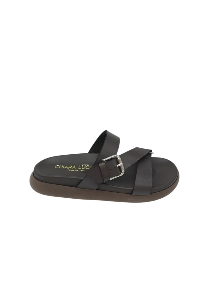 CHIARA LUCIANI SABOT SPUNTATO IN VITELLO COLORE T.MORO, FIBBIETTA ACCIAIO, FONDO GOMMA 4CM