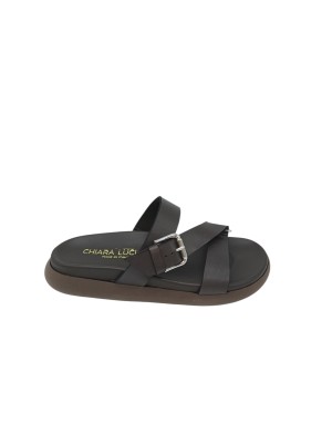 CHIARA LUCIANI SABOT SPUNTATO IN VITELLO COLORE T.MORO, FIBBIETTA ACCIAIO, FONDO GOMMA 4CM