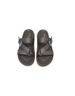 CHIARA LUCIANI SABOT SPUNTATO IN VITELLO COLORE T.MORO, FIBBIETTA ACCIAIO, FONDO GOMMA 4CM