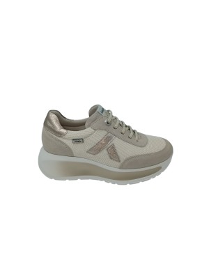 CALLAGHAN  SNEAKER LACCI IN CAMOSCIO E TESSUTO TECNICO COLORE TORTORA CON TOPPONCINO IN LAMINATO PLATINO, FONDO GOMMA EXTRALIGH