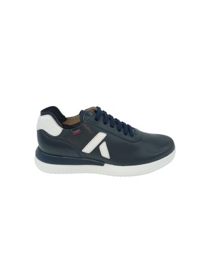 CALLAGHAN SNEAKER LACCI IN VITELLO SFODERATO COLORE BLU CON RIPORTI E TOPPONCINO COLORE BIANCO, FONDO GOMMA EXTRA LIGHT