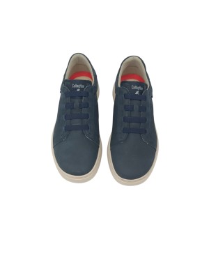 CALLAGHAN  SLIP-ON IN NABUK INGRASSATO COLORE BLU, ELASTICI SUL COLLO PIEDE, FONDO GOMMA EXTRA LIGHT BEIGE
