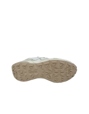 CALLAGHAN  SNEAKER LACCI IN CAMOSCIO E TESSUTO TECNICO COLORE BIANCO-TORTORA, FONDO GOMMA ONDULATO 4,5CM