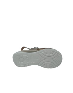CALLAGHAN  SANDALO DUE FASCE, FASCIA SUPERIORE CON STRAPPO, TOMAIA IN CAMOSCIO, VITELLO E LAMINATO COLORE BEIGE-PLATINO, FONDO 