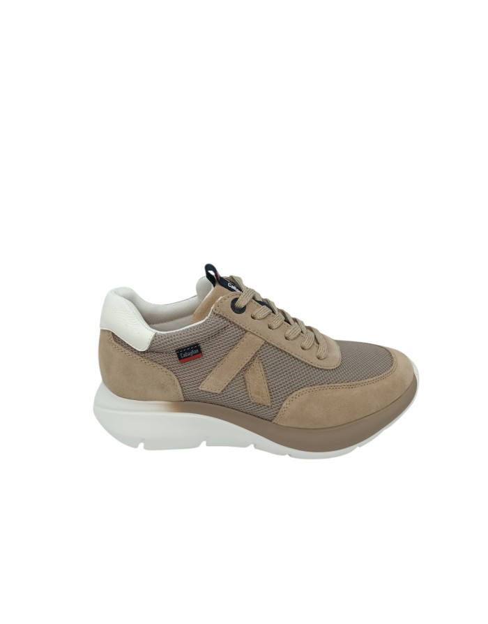 CALLAGHAN  SNEAKER LACCI IN CAMOSCIO E TESSUTO TECNICO COLORE PIETRA/BEIGE, FONDO GOMMA ALGORITMO EXTRA LIGHT 4,5CM