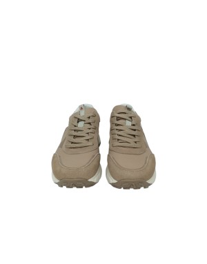 CALLAGHAN  SNEAKER LACCI IN CAMOSCIO E TESSUTO TECNICO COLORE PIETRA/SABBIA, FONDO GOMMA ONDULATO 4,5CM
