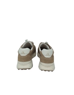 CALLAGHAN  SNEAKER LACCI IN CAMOSCIO E TESSUTO TECNICO COLORE PIETRA/SABBIA, FONDO GOMMA ONDULATO 4,5CM