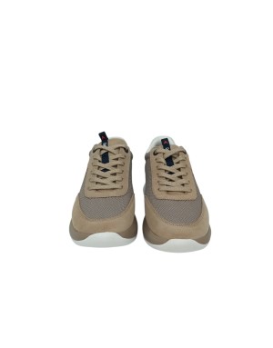 CALLAGHAN  SNEAKER LACCI IN CAMOSCIO E TESSUTO TECNICO COLORE PIETRA/BEIGE, FONDO GOMMA ALGORITMO EXTRA LIGHT 4,5CM