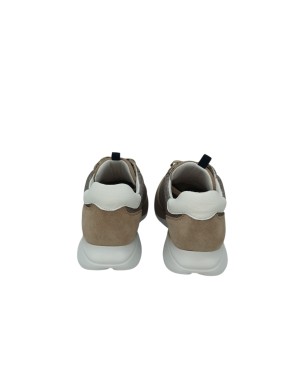 CALLAGHAN  SNEAKER LACCI IN CAMOSCIO E TESSUTO TECNICO COLORE PIETRA/BEIGE, FONDO GOMMA ALGORITMO EXTRA LIGHT 4,5CM
