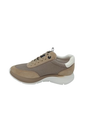 CALLAGHAN  SNEAKER LACCI IN CAMOSCIO E TESSUTO TECNICO COLORE PIETRA/BEIGE, FONDO GOMMA ALGORITMO EXTRA LIGHT 4,5CM