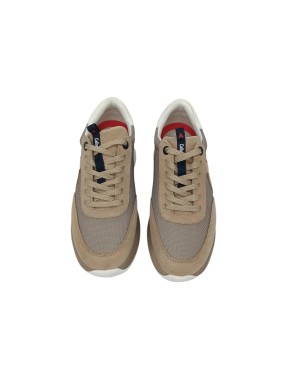 CALLAGHAN  SNEAKER LACCI IN CAMOSCIO E TESSUTO TECNICO COLORE PIETRA/BEIGE, FONDO GOMMA ALGORITMO EXTRA LIGHT 4,5CM